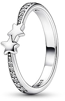 PANDORA Moments Sternschnuppen Funkelnder Ring aus Sterling-Silber mit Cubic Zirkonia, Gr. 50, 192365C01-50