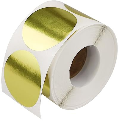 Runda färgkodande prickar etiketter guld cirkel klistermärken kuvertklistermärken 3,5 cm metallfolie gyllene klistermärken stora prickar klistermärken självhäftande etikett bokklistermärken etiketter för lådpaket 500 per rulle (guld)