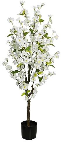 Kirschblütenbaum 120cm weiß LA künstlicher Baum Kunstbaum Kunstpflanze künstliche Pflanzen (Weiß)