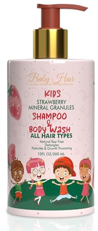 Baby Hair - Strawberry Mineral Kids Shampoo/Body Wash, Sulfate-Free Kids Tearless Shampoo and Body Wash, Shampoo For Kids with Strawberry Oil, Camellia Oil, and Biotin, No Tears Shampoo, 10 fl.oz.
