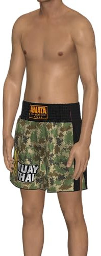 Amata Boxen Trunks Muay Thai Pixel Camo Shorts Tiger Claw Army MMA Kleidung Männer Frauen Kinder Erwachsene Junge Mädchen, Grün , 5X-Groß