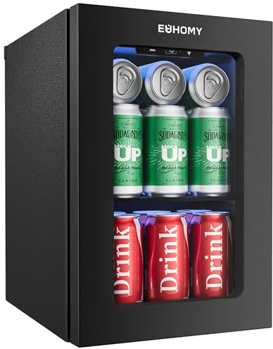 EUHOMY 24 Can Mini Fridge, 18L Beverage Refrigerator with Quiet Compressor