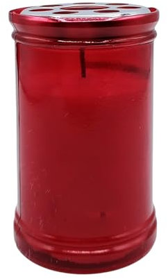 Generico Lumino Votivo Rosso con Cera Bianca, 11 cm Altezza, 6,5 cm Diametro, per Cimiteri e Chiese, Made in Italy, confezione da 10 pezzi