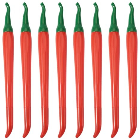 BB Beadthoven - 10 bolígrafos de tinta de gel en forma de chile, bolígrafos de plástico de punta fina para diario, oficina o escuela, suministros de papelería, rojo
