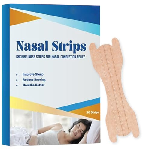 Tiras Nasales Antironquidos, Mejora la Respiración y el Sueño Mejorando el Flujo de aire 50 Pcs Nasal Strips Parches Nasales Para Evitar Ronquidos, Anti Ronquidos para Dormir