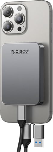 ORICO 480 GB SSD Magnético Portátil, 4K 120 fps ProRes HDR Graba y Almacena, USB3.2 Gen1 hasta 460MB/s, USB C&A 2 en 1 Cable, SSD Externo Compatible con iPhone 16/15 Pro MAX, Ordenador - K5PLUS
