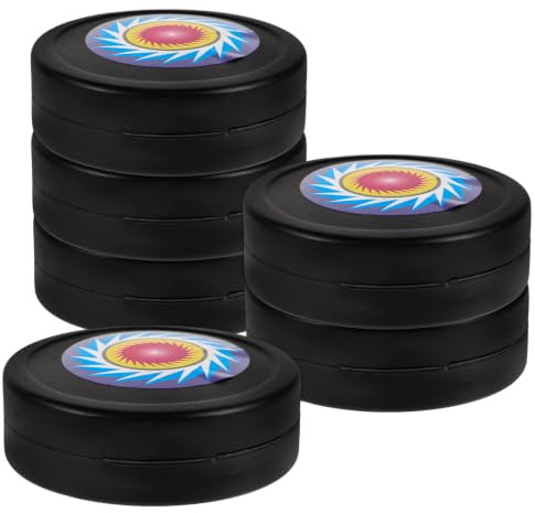 Healeved Lot de 6 Palets de Hockey en Plastique Noir pour Garçon et Filles Rondelle D'entraînement Polyvalente Intérieur et Extérieure Balles de Hockey sur Gazon Équipement Sportif Loisir