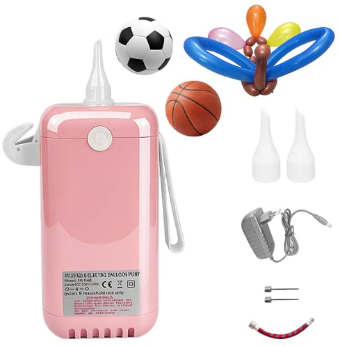 HIULLEN Elektrisk ballongpump, ballongpump för modelleringsballonger, bärbar ballongpump, elektrisk bollpump, luftballongpump för 260 Q långa ballonger folieballonger, sportbollar, festdekoration