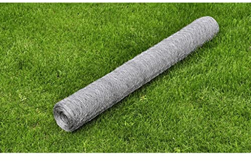 Clôture en grillage galvanisé 25 x 1 m pour élevage de volailles et volières - Fil de poulet en acier pour clôture flexible - Idéal pour les zones d'animaux d'élevage