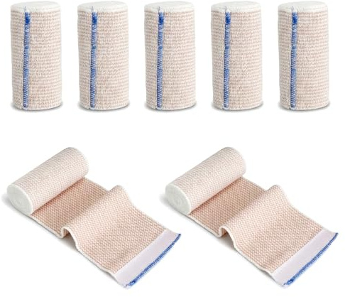 7 vendas elásticas para fijación cohesiva, vendaje de compresión, vendaje elástico, vendaje de apoyo, vendaje tubular, vendaje deportivo, accesorio deportivo para soporte de tobillo, pierna 10 cm x