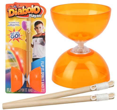 koolbitz Wooden Handle Diabolo Toy, LED Light-Up Juggling Set for Beginners, Motor Skill Development for Kids Ages 3+