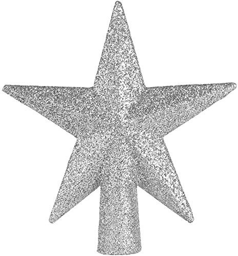 Ornativity Glitter Star Tree Topper - Christmas Small Tabletop Mini Desk Top Decorative Holiday Bethlehem Star Xmas Ornament Trees Toppers (Silver) 5