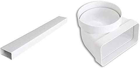 La Ventilazione CT1126B Tubo per Aerazione Canalizzata Rettangolare in PVC, 120x60 mm & Ventilazione CGV126B Curva Verticale in ABS da Tubo Tondo a Rettangolare, 100 mm - 120x60 mm
