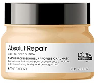 L'OREAL PROFESSIONNEL - Masque Restructurant Instantané - Cheveux Secs & Abîmés - Nourrit & Répare la Fibre, Protège & Apporte Brillance - Enrichi en Protéines de Blé - Absolut Repair - 250ml