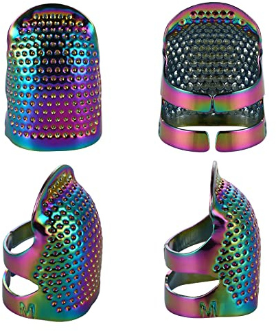 4 Pcs Sewing Thimble, Metal Dazzle Copper Sewing Thimble Finger Protector Adjustable Finger Metal Protector Accessories DIY Sewing Tools