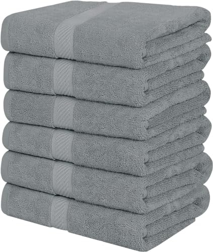 Utopia Towels - 6er-Pack mittelgroße Badetücher aus 100% Baumwolle mit Aufhängeschlaufen, 60x120 cm Duschtuch, weiche und saugfähige Handtücher (Silber)