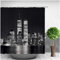 Schwarz Weiß New York City Landschaft Duschvorhänge 3D-Gebäude Hauswand Hintergrund Dekor Nordic Polyester Badezimmer Badewannenabtrennung W180xH200(cm) mit Haken