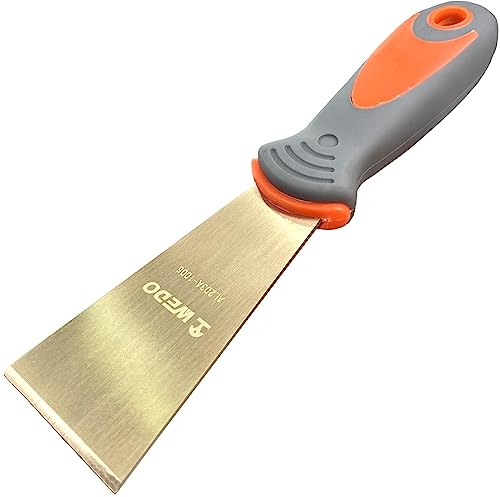 WEDO Spachtel, Malerspachtel, Füllmesser Kitt Messer 25mm, Stiff Spark-free Safety Scraper Painter, DIN Standard, BAM&FM Zertifikat, Aluminiumbronze, 203mm Länge
