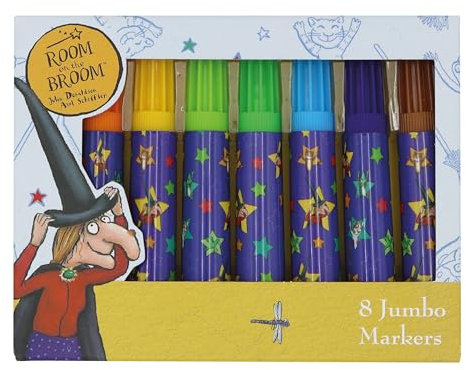 Robert Frederick Set of 8 Jumbo Marker Pens for Children Room On The Broom Design – Perfect for Ages 3 Years Upward
