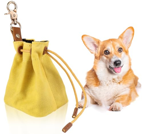 Newofview Leckerlibeutel für Hunde, Leckerlibeutel aus Segeltuch für Hundefutter Aufbewahrungsbeutel mit Clip-Schnalle für das Hundetraining, Futterbeutel für Hunde