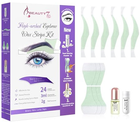 Kaltwachsstreifen zur Haarentfernung von Augenbrauen, Formel für empfindliche Haut, 24 Streifen mit 3 ml ätherischem Öl