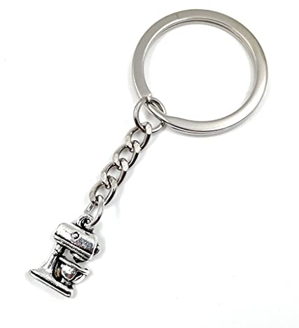 Onwomania Robot de cuisine mixte, appareil ménager, porte-clés de cuisine, porte-bonheur, en métal, dans une boîte cadeau en aluminium, idéal pour offrir, argenté, taille unique