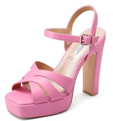 QUEEN HELENA Plateau High Heel Sandaler Eleganta skor med klockarmband för kvinnor ZM9619, Fiske, 36 EU