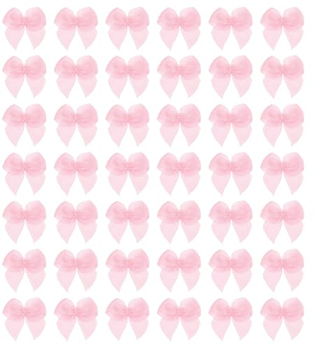 QUARKZMAN 80 Pezzi Mini Fiocco di Nastro 1 Mini Fiore di Nastro Raso in Tessuto per Artigianato Cucito Matrimonio Compleanno Festa Rosa