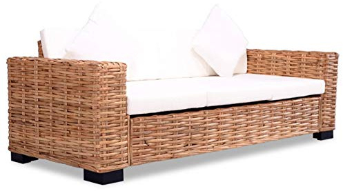 Festnight Gartensofa 3 Sitzer Balkon Lounge Rattan Sofa Kleines Balkon Sofa Lounge Sofa Outdoor Gartenlounge Polyrattan Rattansofa Balkonmöbel Gartenmöbel Set