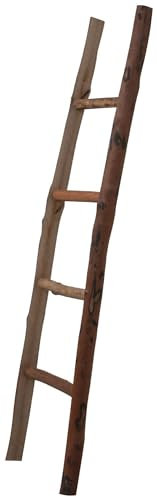 Biscottini Scaletta Porta Asciugamani Bagno 151x9x41 cm - Scala Legno Decorativa Utilizzabile Come Servo Muto da Camera o Scala Porta Asciugamani Shabby - Scaletta Legno Decorativa