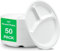 aaksh 555 Lot de 127 assiettes en bagasse de qualité supérieure à 3 compartiments biodégradables et respectueuses de l'environnement pour un usage quotidien, pique-nique, barbecue, déjeuner, fête