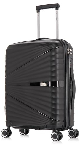 1990s Maleta Grande expandible Polipropileno 75cm para 25kg (117L)| Maleta Semirigida Extensible con 4 Ruedas Giratorias y Candado Incrustada (Negro)
