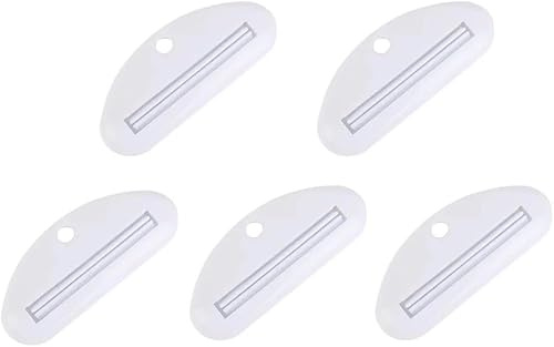 5Pcs White Toothpaste Squeezer,Plastic Toothpaste Tube Squeezer Dispenser,Toothpaste Clips for Saving Toothpaste,Simple and Practical, Kid Friendly，Bathroom Safety, Aids and Accessories