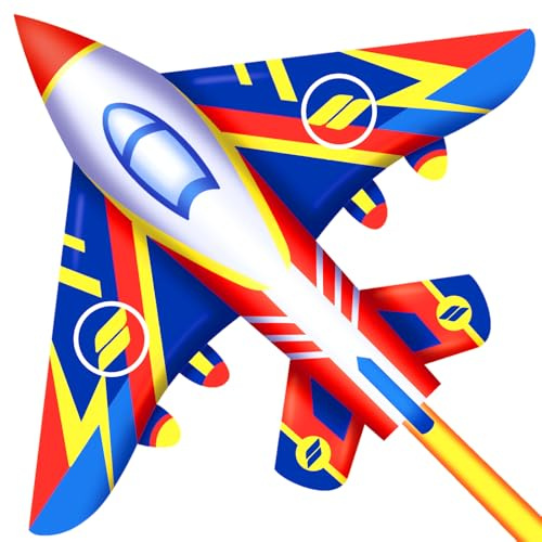 Mint's Colorful Life Fighter Plane Kite for Kids & Adults, Easy to Fly Airplane Kite for Boys & Girls, Best Beach Kites for Beginners with 300ft String