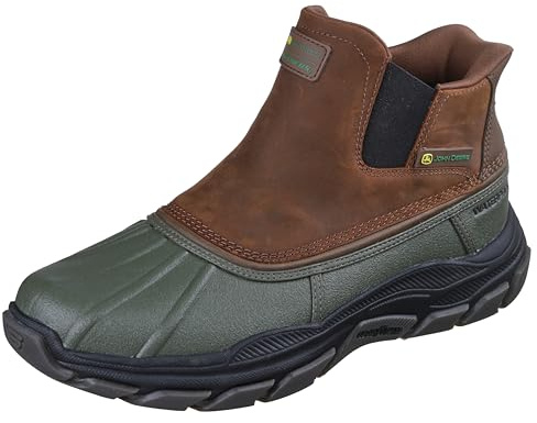 Skechers Men's John Deere Men's Slip-ins Midcut Waterproof Chelsea Duckboot With Goodyear Rubber Rain Boot, Green, 9 X-Wide