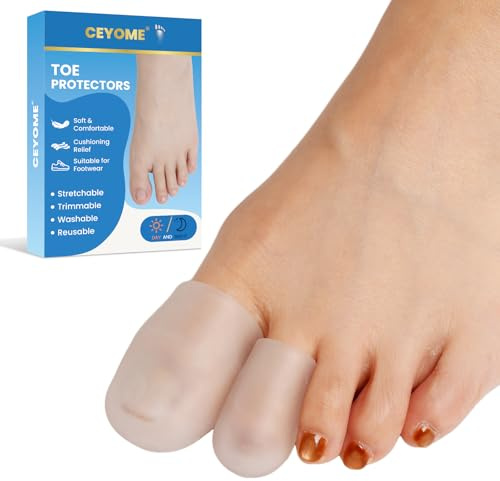 CEYOME Toe Protectors for Women & Men – 16 Pcs Gel Big Toe Protector Set, 8 L & 8 M, for Running, Walking, Preventing Blisters, Corns & Friction Pain Relief (Transparent)