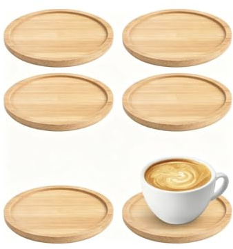 6 Pezzi Sottobicchieri per Candele, 10 Cm Sottobicchieri in Legno, Sottobicchiere per Candele Rotondo, Sottobicchieris Legno, Sottobicchier Rotondi in Bambù, Sottobicchier per Candel Rotondo