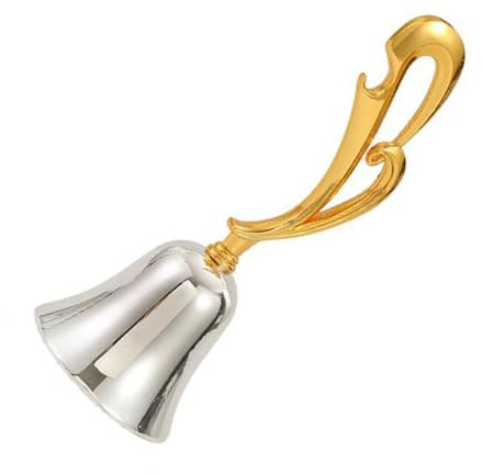 HOMSFOU Cloche à Main Zinc Alliage avec Poignée Sonnette Manuelle Forte pour Service Salle Enseignants et Entraînement Animaux Cloche Alarme pour Seniors et Restaurants