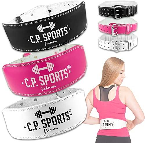 C.P.Sports Cinturón de levantamiento de pesas para mujer | Cinturón de fitness Lady Lady Fitness Cinturón de entrenamiento para deportes de fuerza, levantamiento de pesas, fitness, gimnasio, piel