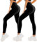 SINOPHANT 2 Pack Leggings for Women - High Waisted Buttery Soft Tummy Control Stretchy Athletic Leggings for Home Gym Workout(2 Black/Black,L-XL)