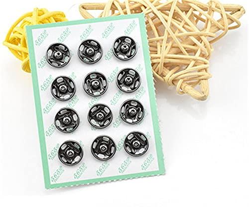 Mini Button Buckle Invisible Metal Snap Buttons Fasteners Press Studs Buttons for Sewing Clothing(Gun Black,10mm)