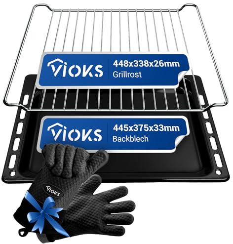 VIOKS Ugnshandskar grillgaller 448 x 338 x 26 mm bakplåt 445 x 375 x 33 mm ersättning för bubbelpool 481010683239 Bаuknecht 481245819334 – ugnstillbehörset