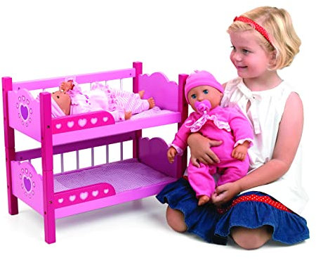 DOLLSWORLD CLASSIC from Peterkin | Deluxe Wooden Bunk Beds | Wooden dolls bunk beds with 2 quilts and 2 pillows, suitable for dolls up to 46cm (18) | Dolls & Accessories | Ages 3+