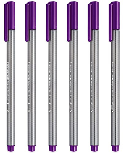 STAEDTLER 334 Triplus Fineliner Superfine Point Pens - 0.3mm - Violet - Pack of 6