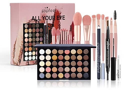 FantasyDay All-in-one Makeup Set Gift Surprise | Full Kit for Women Multipurpose Essential Starter Bundle Include Eyeshadow Palette Lipstick Blush Concealer Face Powder Eyeliner Mascara Brush