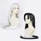 Anime Identität V Weiß Schutz & Schwarz Schutz Cosplay Perücken Synthetische Lange Gerade Perücke Schwarz Perücke Silber Perücke Frauen Mädchen (Weiß)
