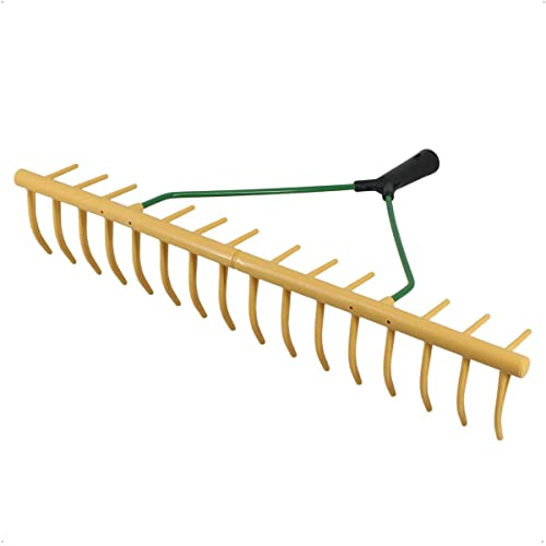 Rekord Rasenrechen 64 cm, Stabiler Kunststoff-Rechen mit 16 und 12 Zinken, ohne Stiel - Gartenrechen, Laubrechen, Heurechen, vielseitig einsetzbar für Schnittgut, Heckenschnitt und Laub