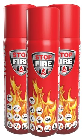 3X Pequeño Extintor para Casa | Mini Extintor Aerosol Todo en Uno para Cocina, Camping, Autocaravana, y Chimenea de ReinoldMax