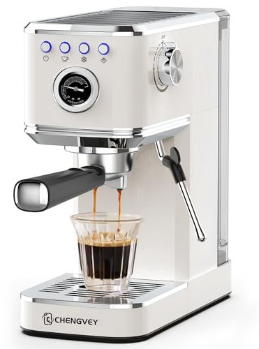 CCHENGVEY Macchina Espresso 20 Bar Macchina Caffè Ghiaccio in Acciaio Inox Macchina Caffè Professionale con Montalatte Macchina Caffè Compatta Regalo per Papà o Mamma