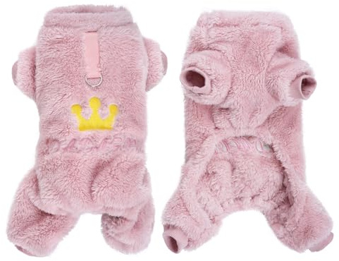 Pistha Plush Dog Pajamas Warm Puppy Crown Pajamas for Small Dogs Cats Girl